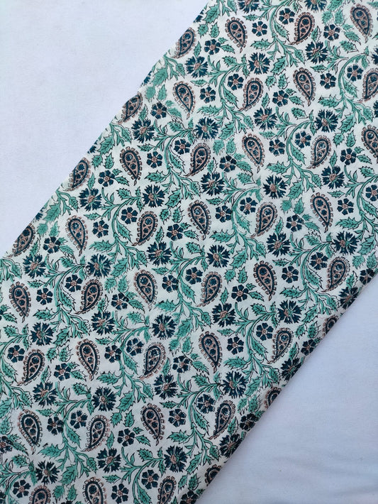 Jaipuri Hand Block Printed Pure Cotton Fabric In Running Length - JBRS540