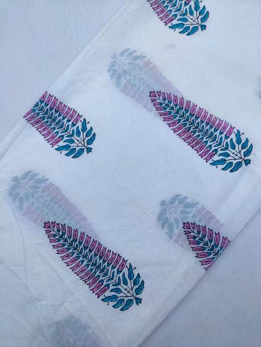 Jaipuri Hand Block Printed Pure Cotton Fabric In Running Length - JBRS554
