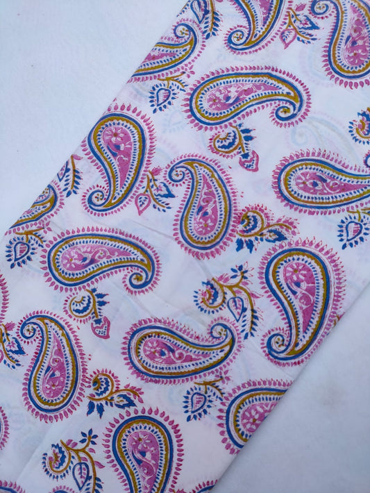 Jaipuri Hand Block Printed Pure Cotton Fabric In Running Length - JBRS562
