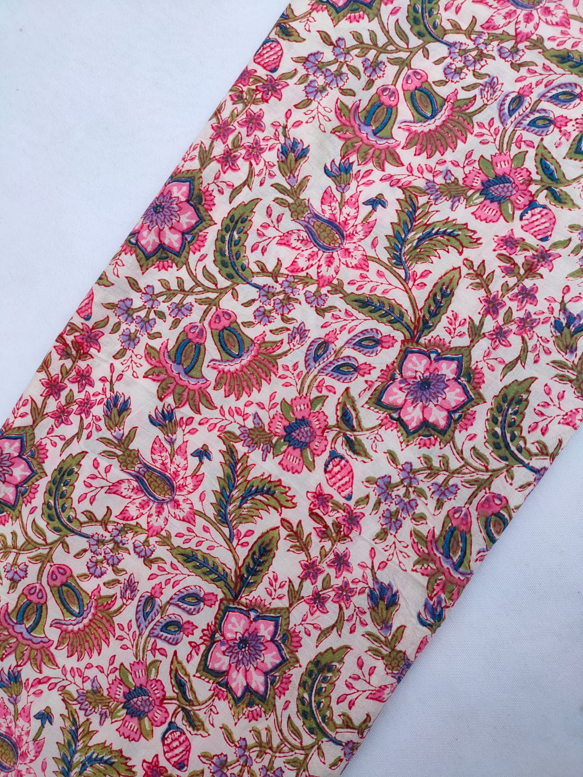Jaipuri Hand Block Printed Pure Cotton Fabric In Running Length - JBRS563