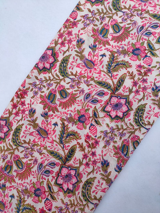 Jaipuri Hand Block Printed Pure Cotton Fabric In Running Length - JBRS563