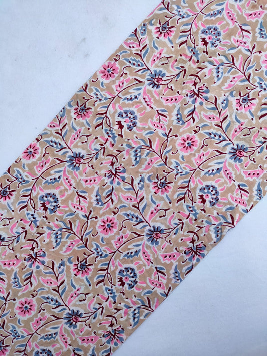 Jaipuri Hand Block Printed Pure Cotton Fabric In Running Length - JBRS458