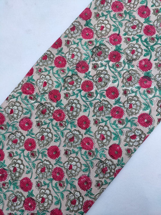 Jaipuri Hand Block Printed Pure Cotton Fabric In Running Length - JBRS467