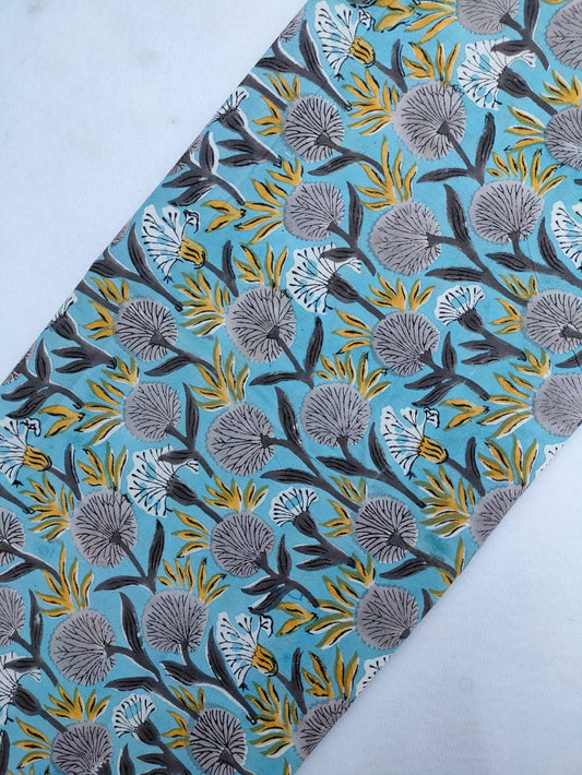 Jaipuri Hand Block Printed Pure Cotton Fabric In Running Length - JBRS472