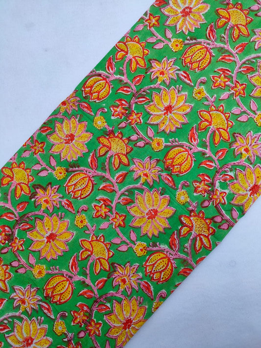 Jaipuri Hand Block Printed Pure Cotton Fabric In Running Length - JBRS480