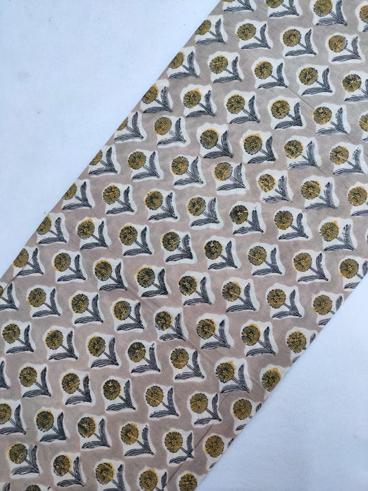 Jaipuri Hand Block Printed Pure Cotton Fabric In Running Length - JBRS491