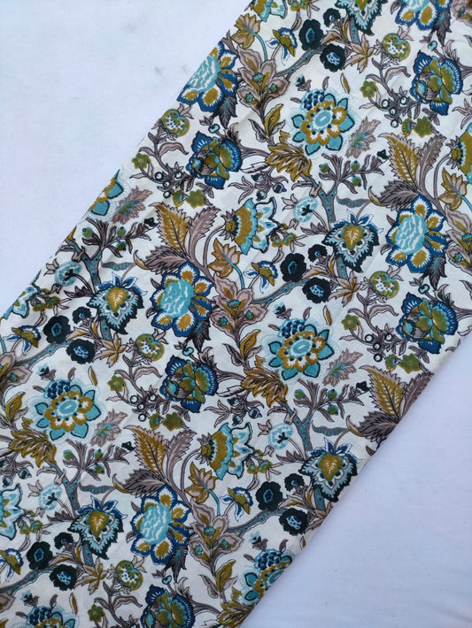 Jaipuri Hand Block Printed Pure Cotton Fabric In Running Length - JBRS502