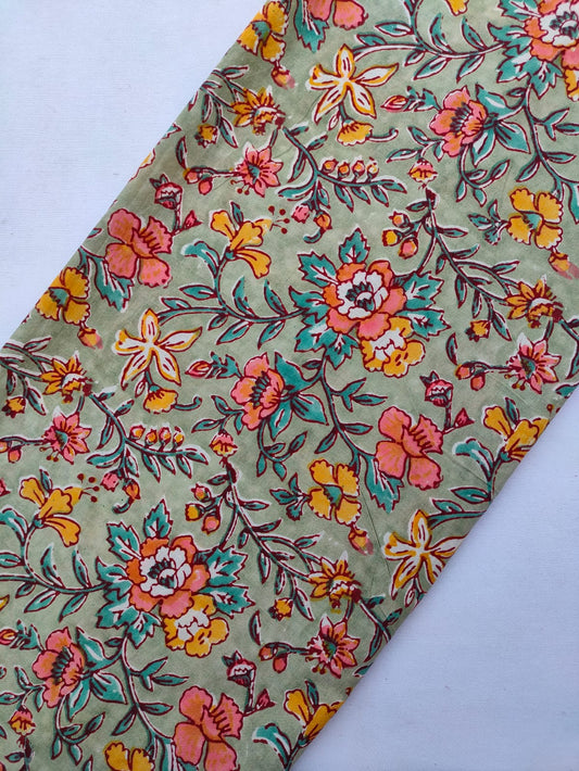Jaipuri Hand Block Printed Pure Cotton Fabric In Running Length - JBRS503