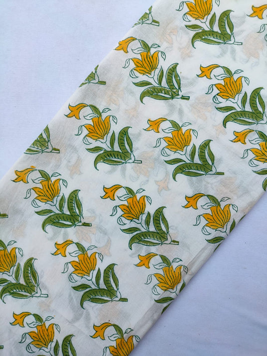 Jaipuri Hand Block Printed Pure Cotton Fabric In Running Length - JBRS511