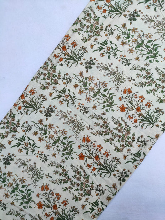 Jaipuri Hand Block Printed Pure Cotton Fabric In Running Length - JBRS515