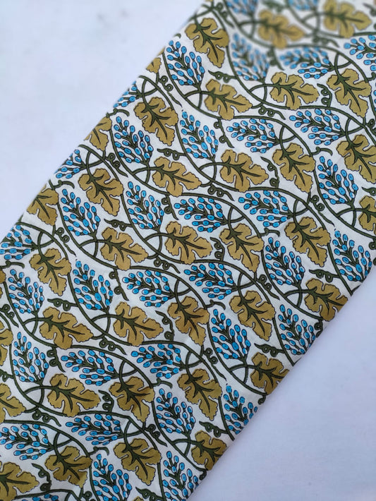 Jaipuri Hand Block Printed Pure Cotton Fabric In Running Length - JBRS516