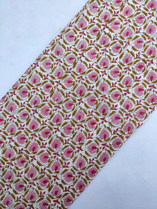 Jaipuri Hand Block Printed Pure Cotton Fabric In Running Length - JBRS442
