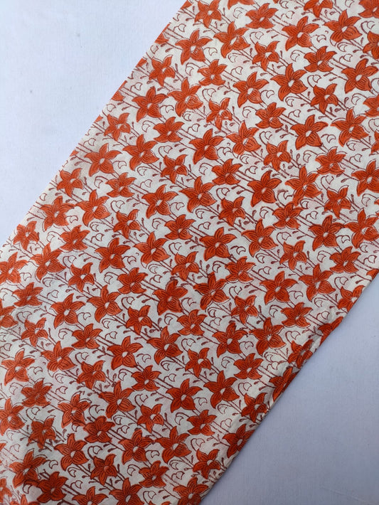 Jaipuri Hand Block Printed Pure Cotton Fabric In Running Length - JBRS525