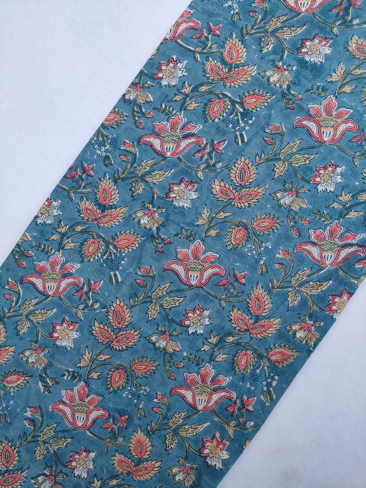 Jaipuri Hand Block Printed Pure Cotton Fabric In Running Length - JBRS526