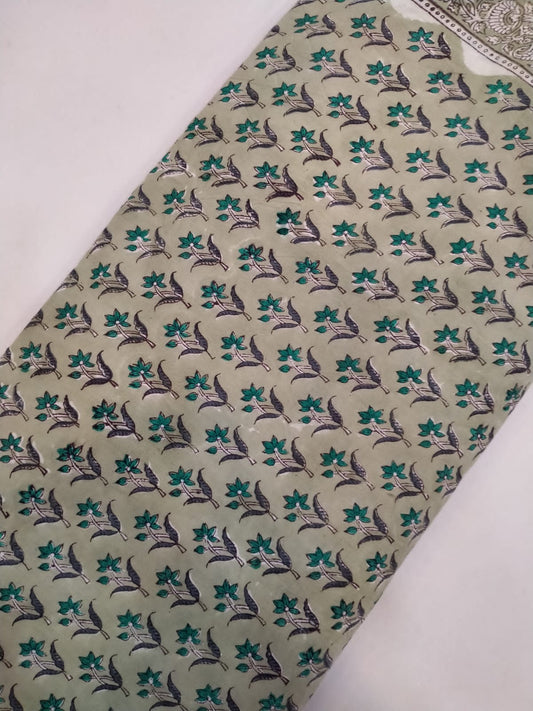 Pure Cotton Hand Block Printed Fabric In Running Length - JBRH19