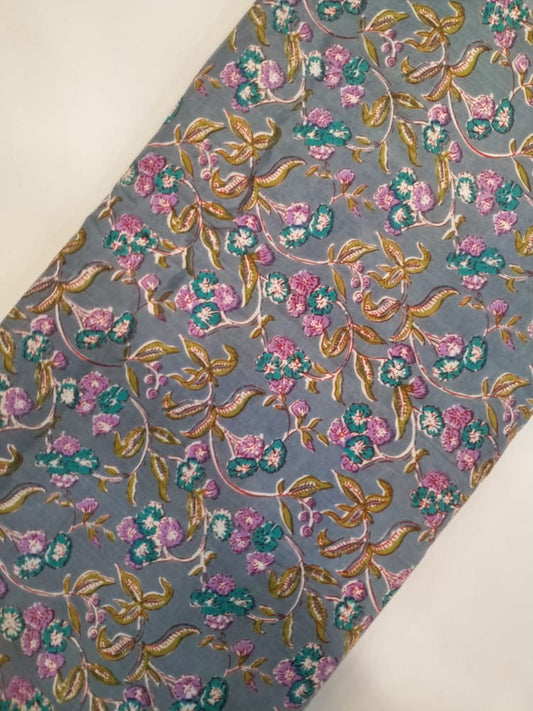 Pure Cotton Hand Block Printed Fabric In Running Length - JBRH23