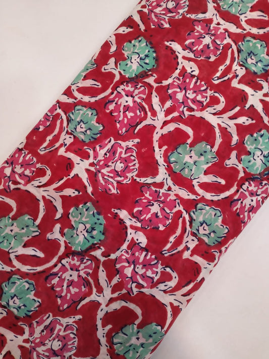 Pure Cotton Hand Block Printed Running Fabric - JBRH25