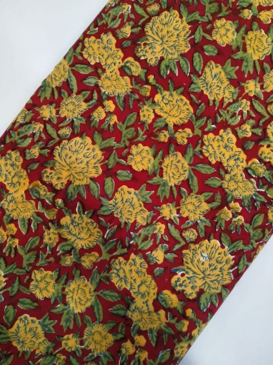 Pure Cotton Hand Block Printed Running Fabric - JBRH29