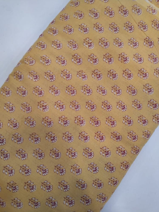 Pure Cotton Hand Block Printed Fabric In Running Length - JBRH03