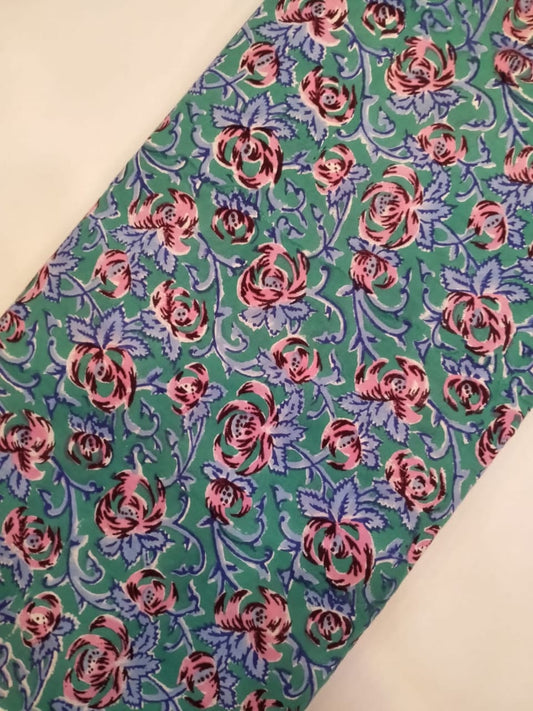 Pure Cotton Hand Block Printed Fabric In Running Length - JBRH35