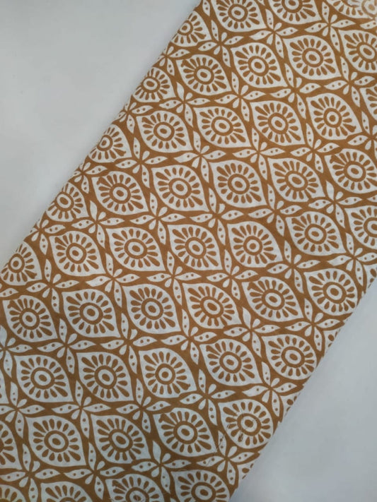 Hand Block Printed Pure Cotton Fabric In Running Length - JBRH36