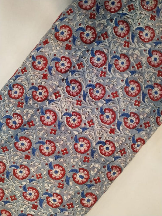 Pure Cotton Hand Block Printed Fabric In Running Length - JBRH39