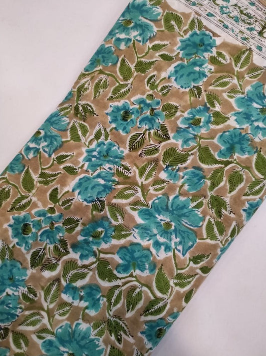 Hand Block Printed Pure Cotton Fabric In Running Length - JBRH04