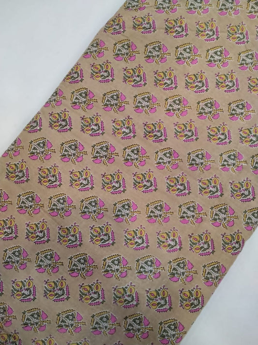 Hand Block Printed Pure Cotton Fabric In Running Length - JBRH44