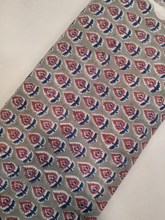 Hand Block Printed Pure Cotton Fabric In Running Length - JBRH48