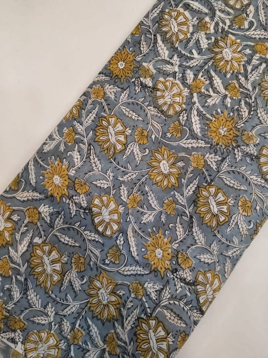 Pure Cotton Hand Block Printed Running Fabric - JBRH05