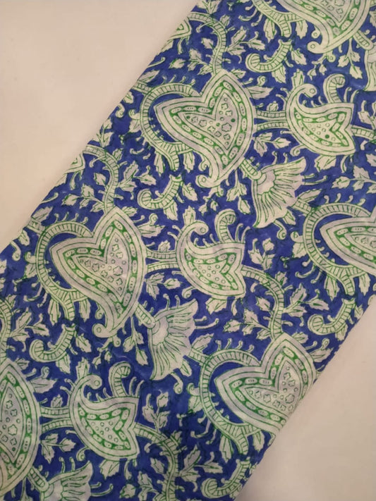 Pure Cotton Hand Block Printed Fabric In Running Length - JBRH51