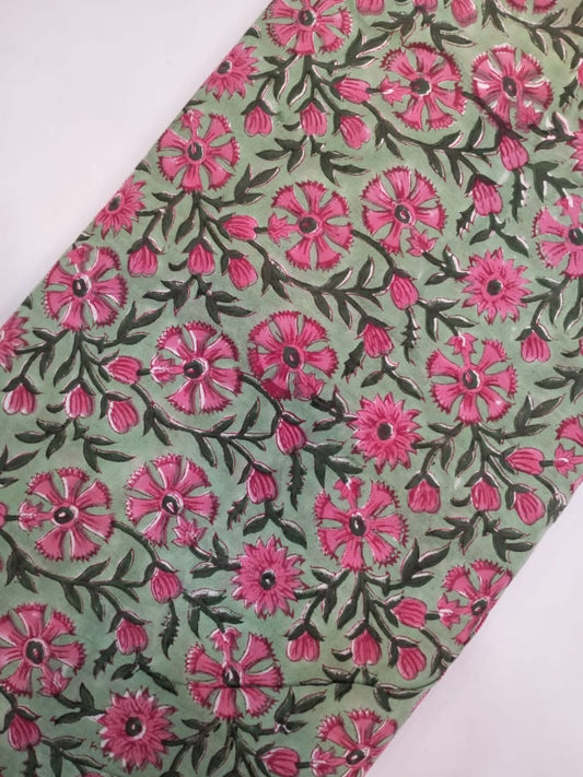Pure Cotton Hand Block Printed Running Fabric - JBRH53