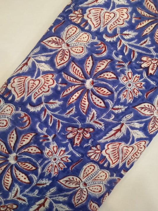 Pure Cotton Hand Block Printed Running Fabric - JBRH57