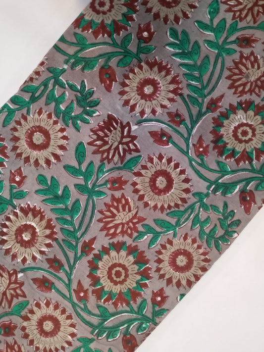 Pure Cotton Hand Block Printed Fabric In Running Length - JBRH63