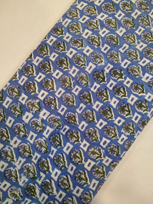 Hand Block Printed Pure Cotton Fabric In Running Length - JBRH64