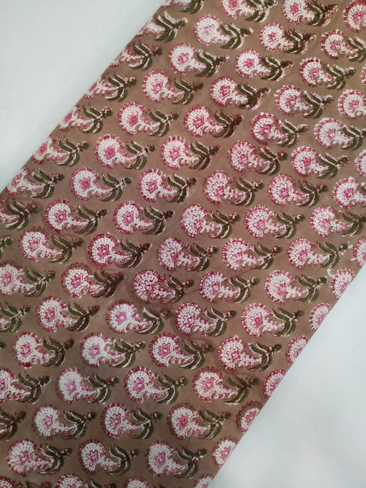 Pure Cotton Hand Block Printed Fabric In Running Length - JBRH67