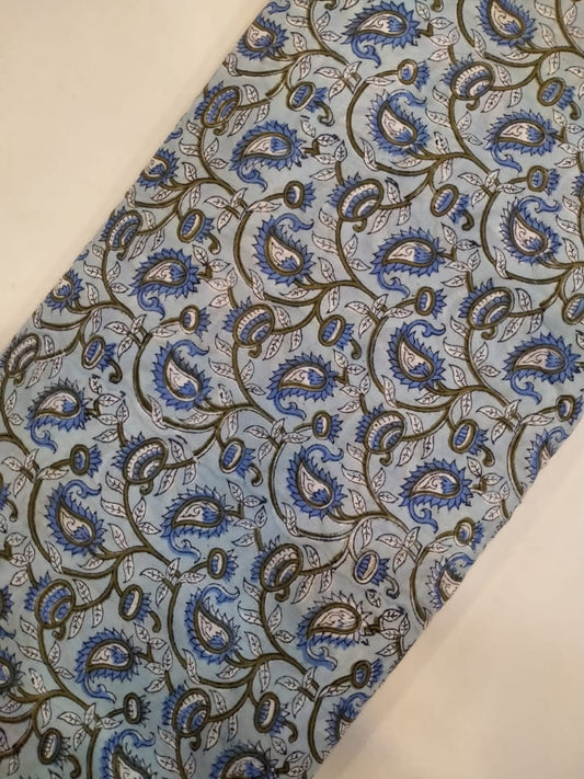 Hand Block Printed Pure Cotton Fabric In Running Length - JBRH68