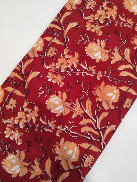 Pure Cotton Hand Block Printed Running Fabric - JBRH09