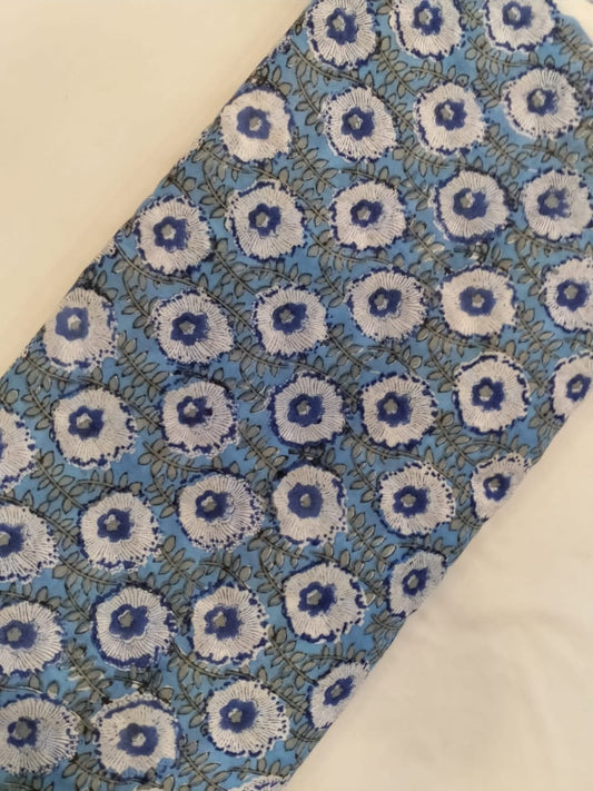 Hand Block Printed Pure Cotton Fabric In Running Length - JBRH110