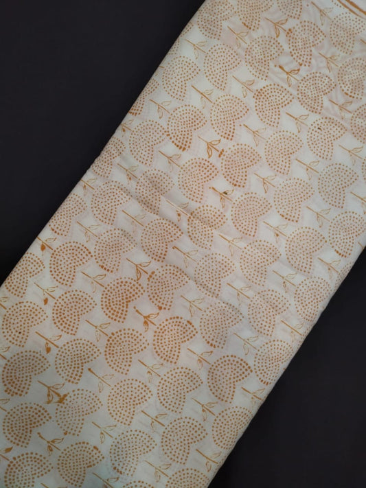 White Base Cotton Hand Block Printed Fabric In Running Length - JBRH201