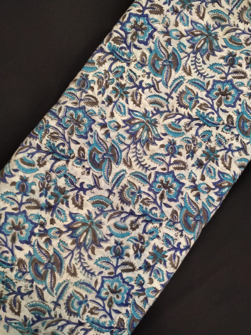 Pure Cotton Hand Block Printed Fabric With White Base - JBRH230