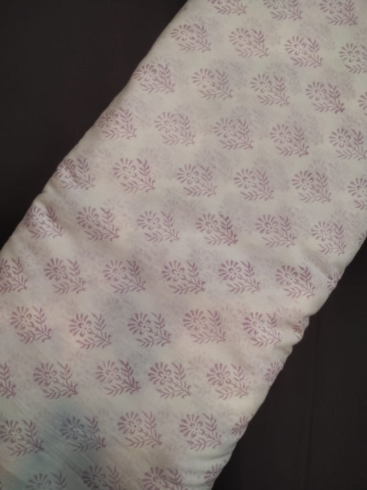 White Base Cotton Hand Block Printed Fabric In Running Length - JBRH259