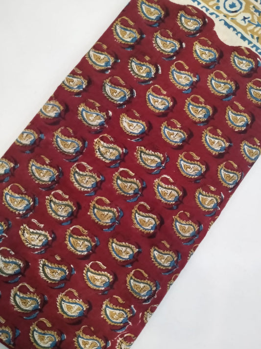 Pure Cotton Hand Block Printed Fabric In Running Length - JBRH117