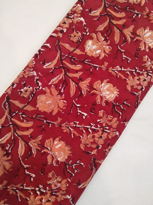 Hand Block Printed Pure Cotton Fabric In Running Length - JBRH118