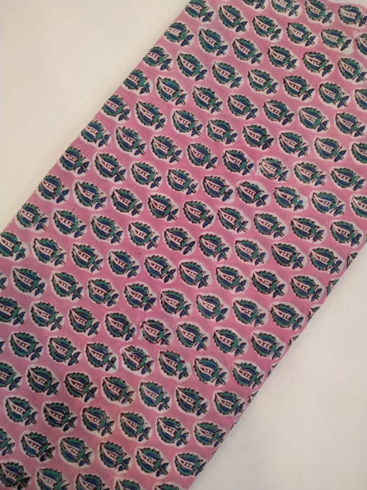 Pure Cotton Hand Block Printed Fabric In Running Length - JBRH121