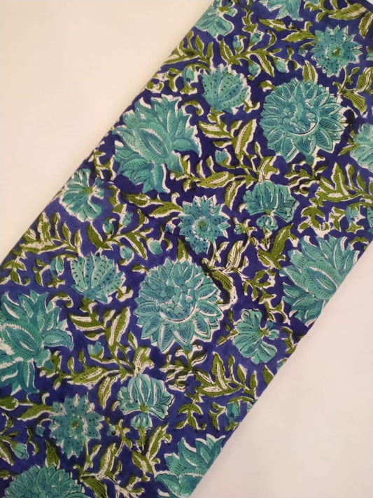 Cotton Hand Block Printed Fabric In Running Length - JBRH127