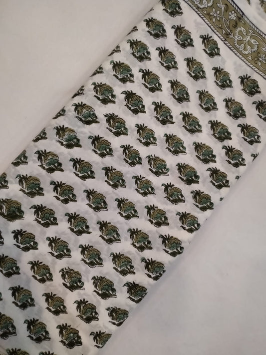 Pure Cotton Hand Block Printed Fabric - JBRH132
