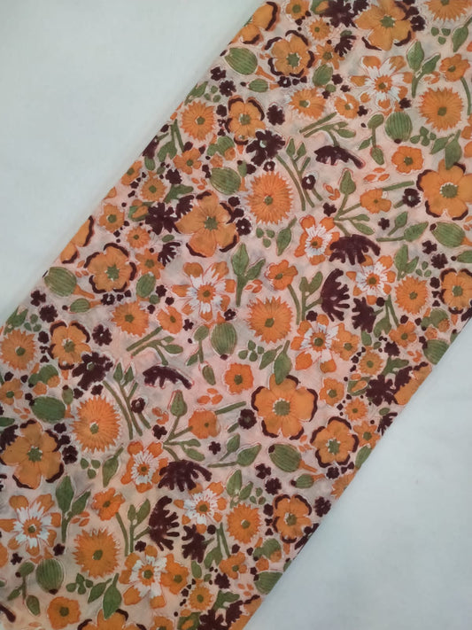 Pure Cotton Hand Block Printed Fabric - JBRH136
