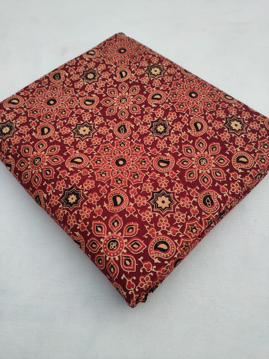 Hand Block Printed Pure Cotton Fabric In Running Length - JBRS353