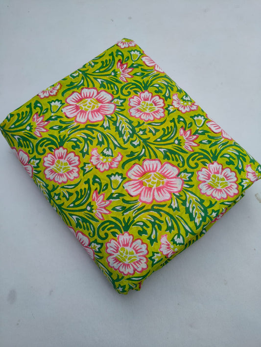 Hand Block Printed Pure Cotton Sanganeri Fabric - JBRMJ16